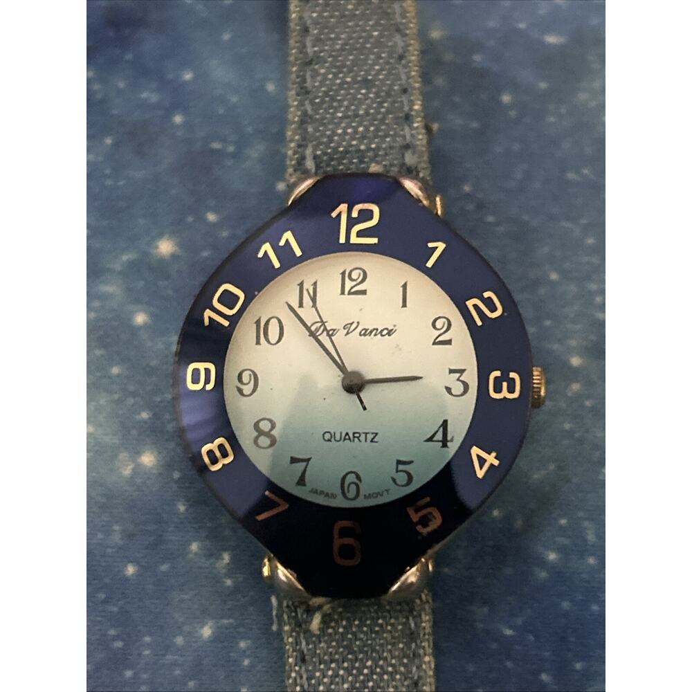 Da Vanci Blue Bezel Denim Band Women’s Quartz Watch
